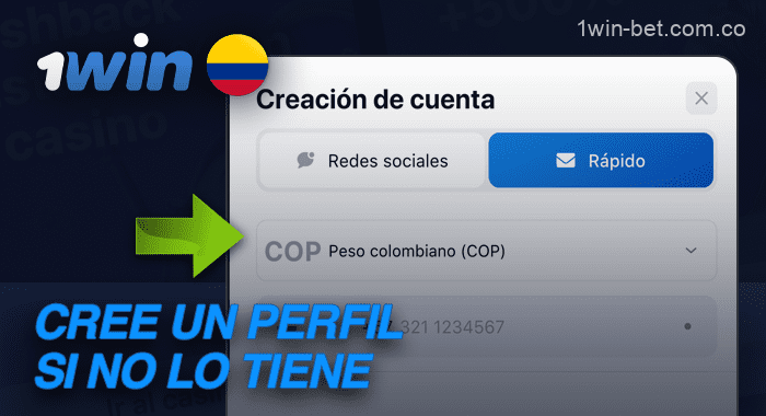 Crear un nuevo perfil en 1win