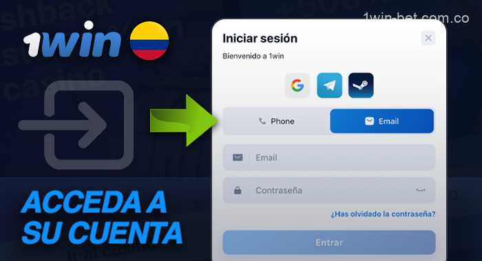 Conéctese o cree una cuenta en 1win
